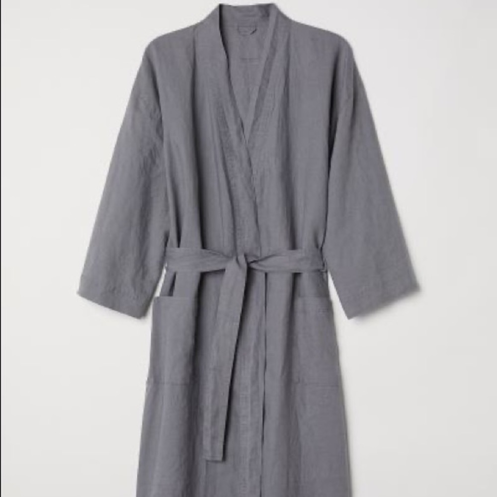 Grey Linen Robe
